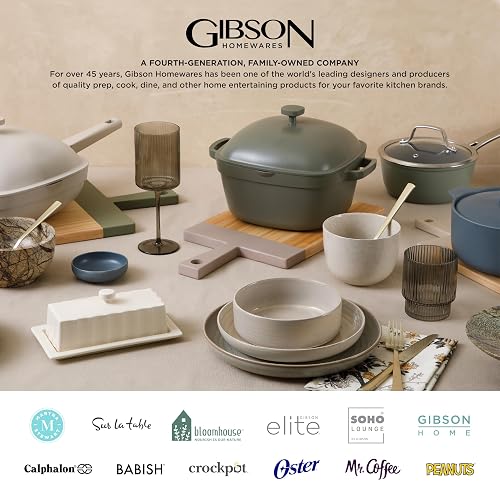 Gibson Home - Vajilla Rockaway redonda de cerámica, servicio para 4 (12 piezas), color negro