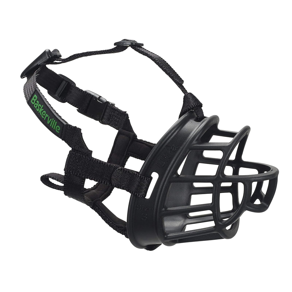 Company of Animals Baskerville Ultra Muzzle - Bozal amigable, seguro y furete, para perros pequeños y medios, negro, talla 3 (largo 8 cm, circunf. 28 cm)