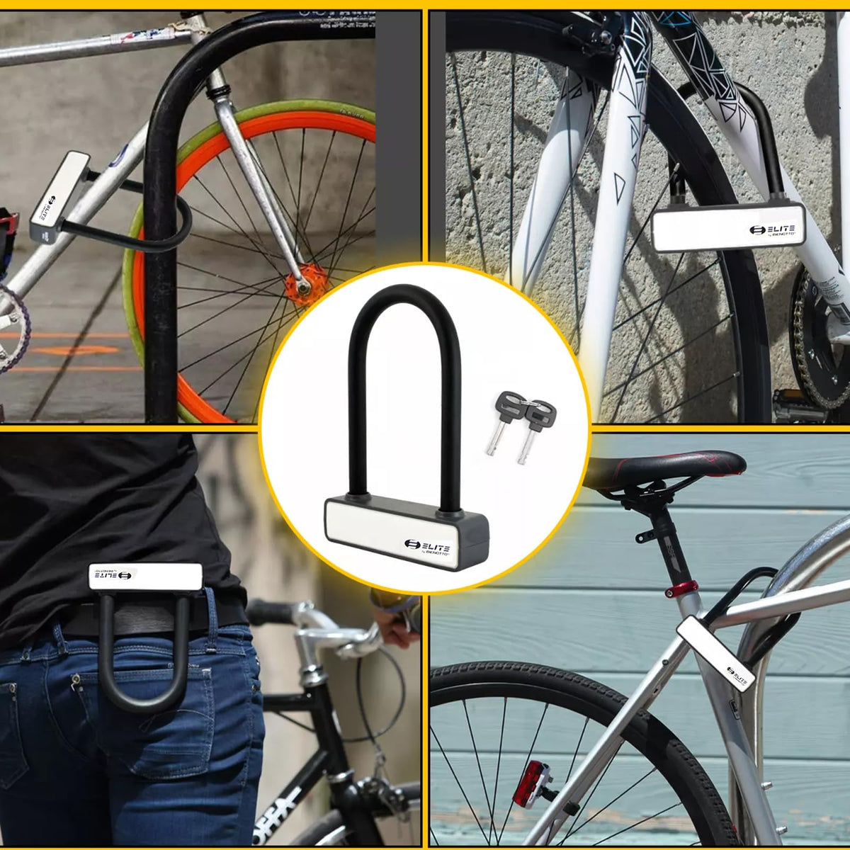 Benotto Candado U-Lock 55HU 16mm Negro y Blanco con 2 Llaves Reversibles
