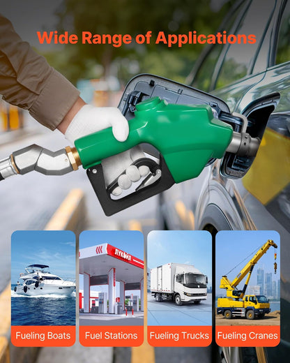 VEVOR Boquilla de combustible automática NPT de 1 pulgada, caudal máximo de 21,6 GPM, apagado automático, con bloqueo de gatillo de 3 velocidades y boquilla de 1-3/16 in (diámetro exterior = 30,1 mm)