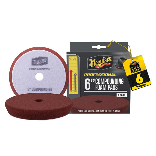 Meguiar's, Almohadillas de Espuma para Pulido Profesional 6", M6CFP2, 2pz. | Almohadilla de espuma profesional para compuestos, utiliza con compuestos para quitar defectos pesados y marcas de lijado
