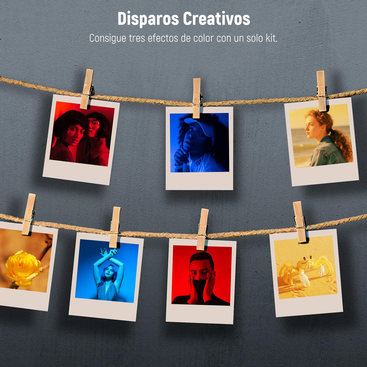 NEEWER - Juego de filtros de Lente Compatible con cámara Polaroid Go, Paquete de 3 Accesorios de Filtro de Gel de Color a presión (Rojo, Azul, Naranja) para fotografía Creativa, FL-B18
