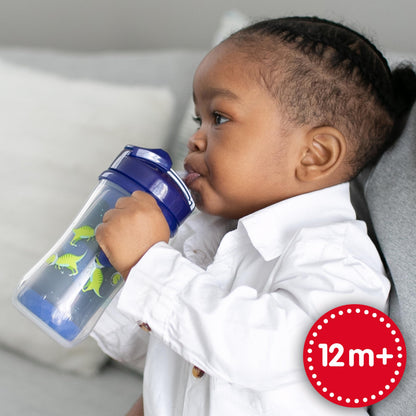 Dr. Brown's Milestones - Taza aislante para beber con pajita y asas, color azul, 10 onzas, paquete de 2, 12 m+