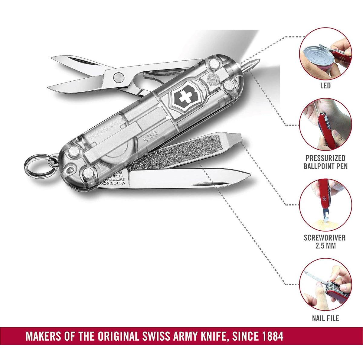 Victorinox Navaja Signature Lite, Plata Transparente, 7 Usos