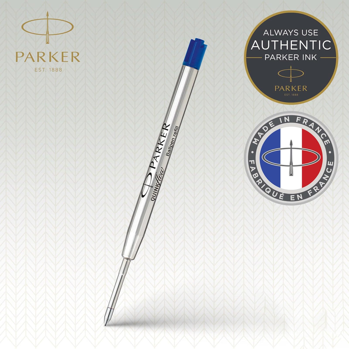 Parker Quinkflow - Recambio de tinta para bolígrafo de punta media, color azul, 10 unidades
