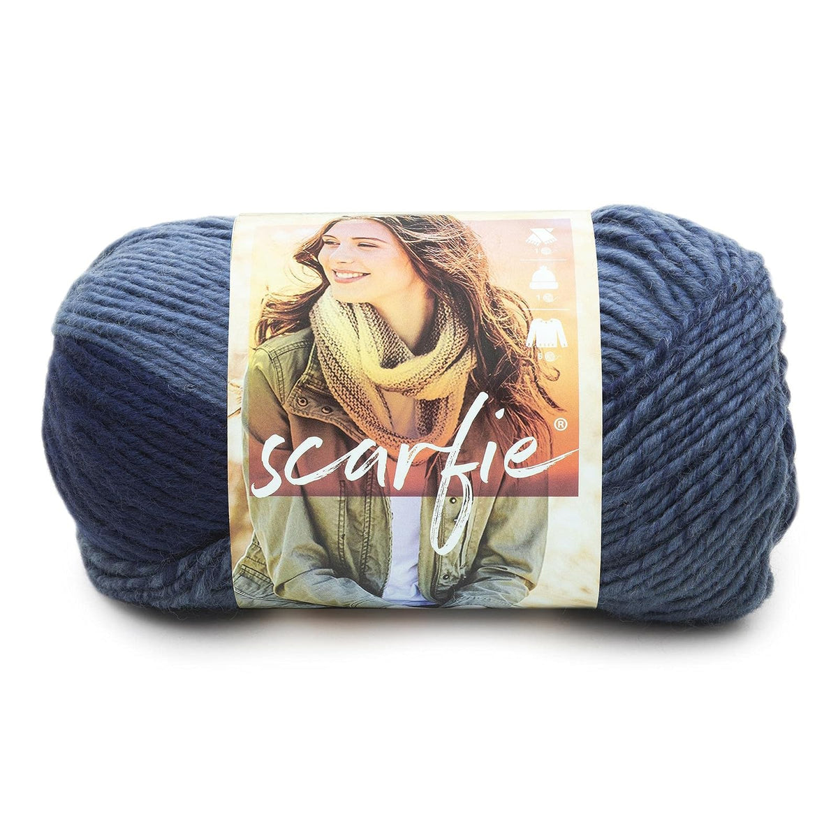 Lion Brand Scarfie Estambre Grueso Ombré, Crema/Gris Topo - Azul oscuro (Denim - Navy)