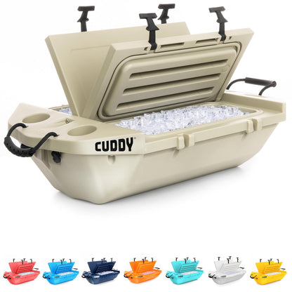 Cuddy - Enfriador Flotante y Recipiente de Almacenamiento en seco - 40QT - Diseño de Carcasa Dura Anfibio - Bronceado
