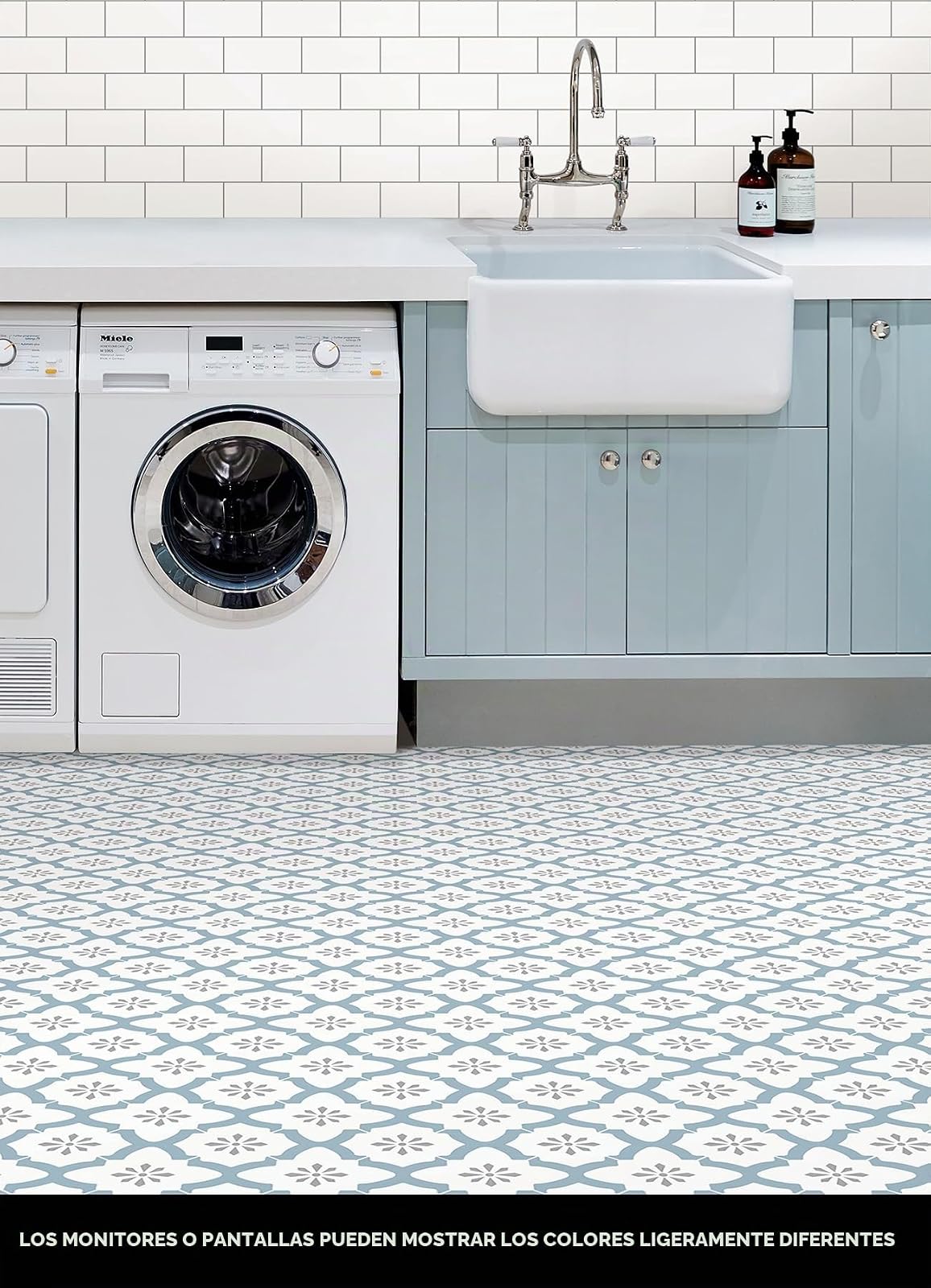 FloorPops FP2943 Alfama - Azulejos de piso para despegar y pegar, multicolor, azul