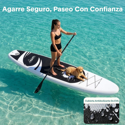 SereneLife Stand Up Inflatable Paddle Board with Premium Sup Accessories – Wide Stable Design with Non-Slip EVA Deck Pad for Adults and Youth of All Skill Levels