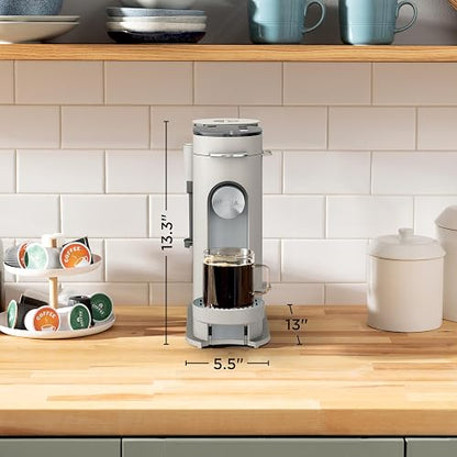 Ninja - Cafetera de especialidad para preparar una taza, compatible con cápsulas K-Cup y café molido, espumador de leche integrado, depósito de 1.65 litros, tazas de 177.44 ml hasta 710.89 ml, piedra