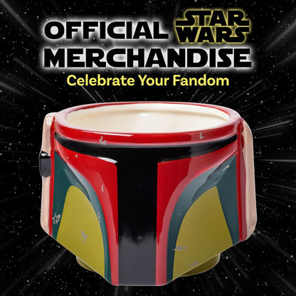 Silver Buffalo Star Wars Boba Fett's - Casco con cicatrices de batalla de cerámica 3D esculpida taza, 20 onzas