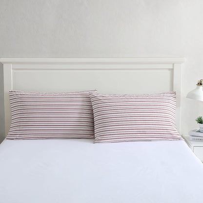 Nautica - Juego de Funda de Almohada estándar, 2 Piezas, Ropa de Cama de percal de algodón, decoración Casual para el hogar (Rayas Rojas, 20 x 30 Pulgadas)