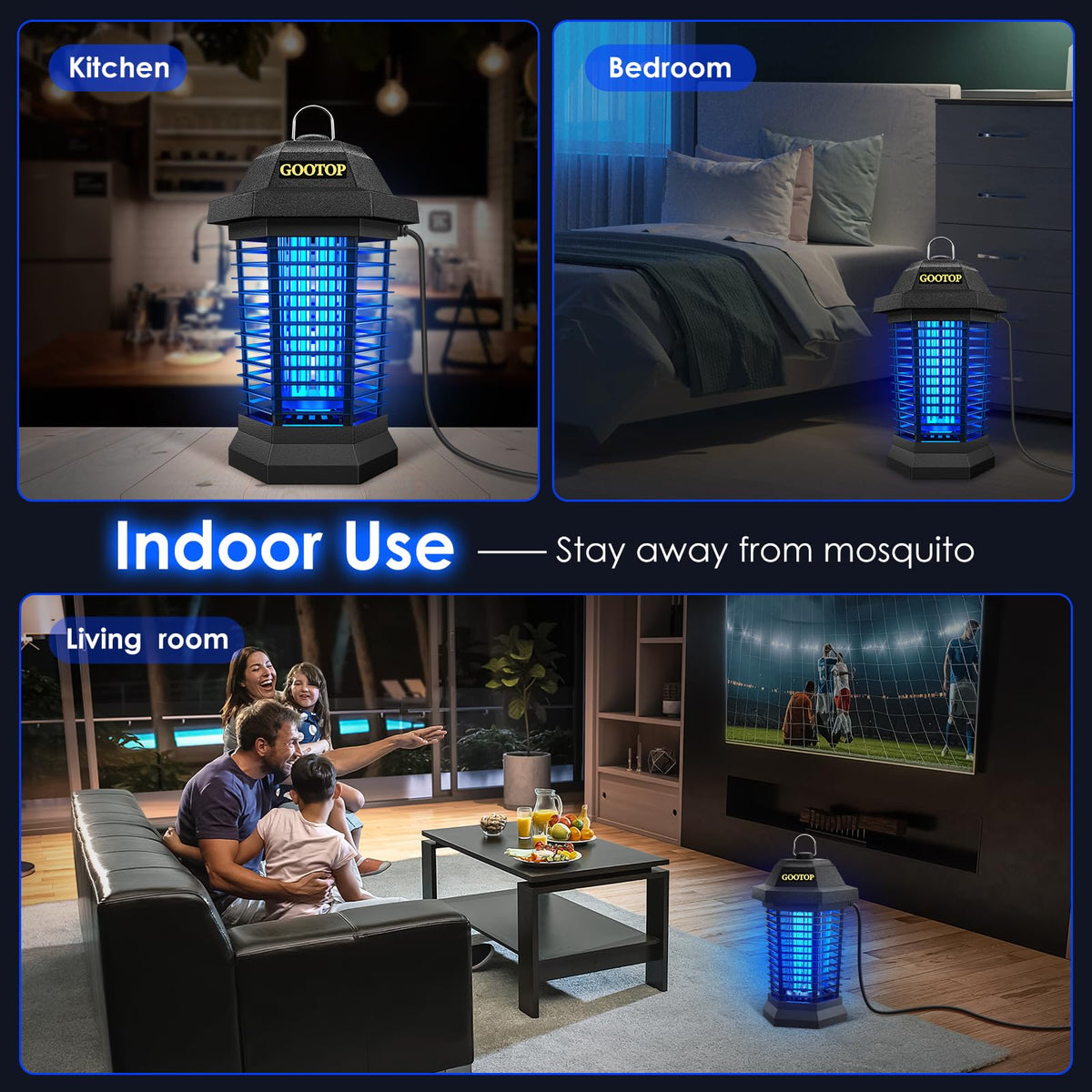 GOOTOP Extractor de Insectos para Exteriores, Extractor de Mosquitos, Enchufe de 3 Puntas, Extractor de Moscas Eléctrico, Matamoscas, Trampas para Moscas, Extractor de Insectos Voladores para