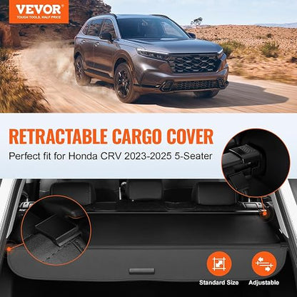 VEVOR Funda de Carga Retráctil Impermeable Mejorada de Maletero, Protección de Seguridad para Honda CRV 2023-2025 5 Plazas Resistente a los Rayos UV con Aleación Aluminio, PVC, Textura de Cuero