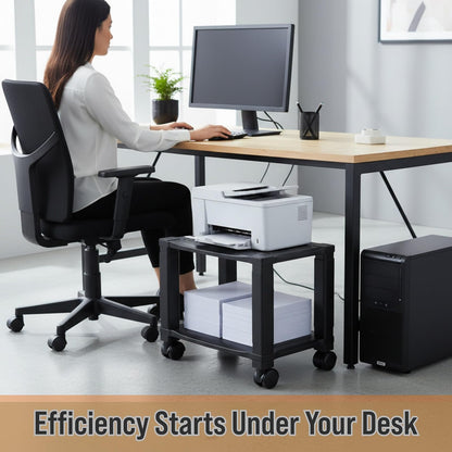 Home-Complete Soporte para Impresora de 2 Niveles para fax, escáner, Impresora, Suministros de Oficina, Compacto y móvil con Ruedas para Almacenamiento portátil