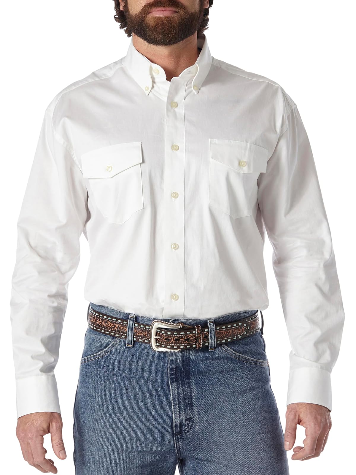 Wrangler Camisa de botones de manga larga con dos bolsillos para hombre