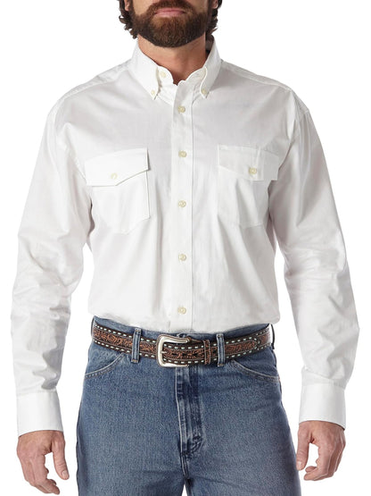 Wrangler Camisa de botones de manga larga con dos bolsillos para hombre