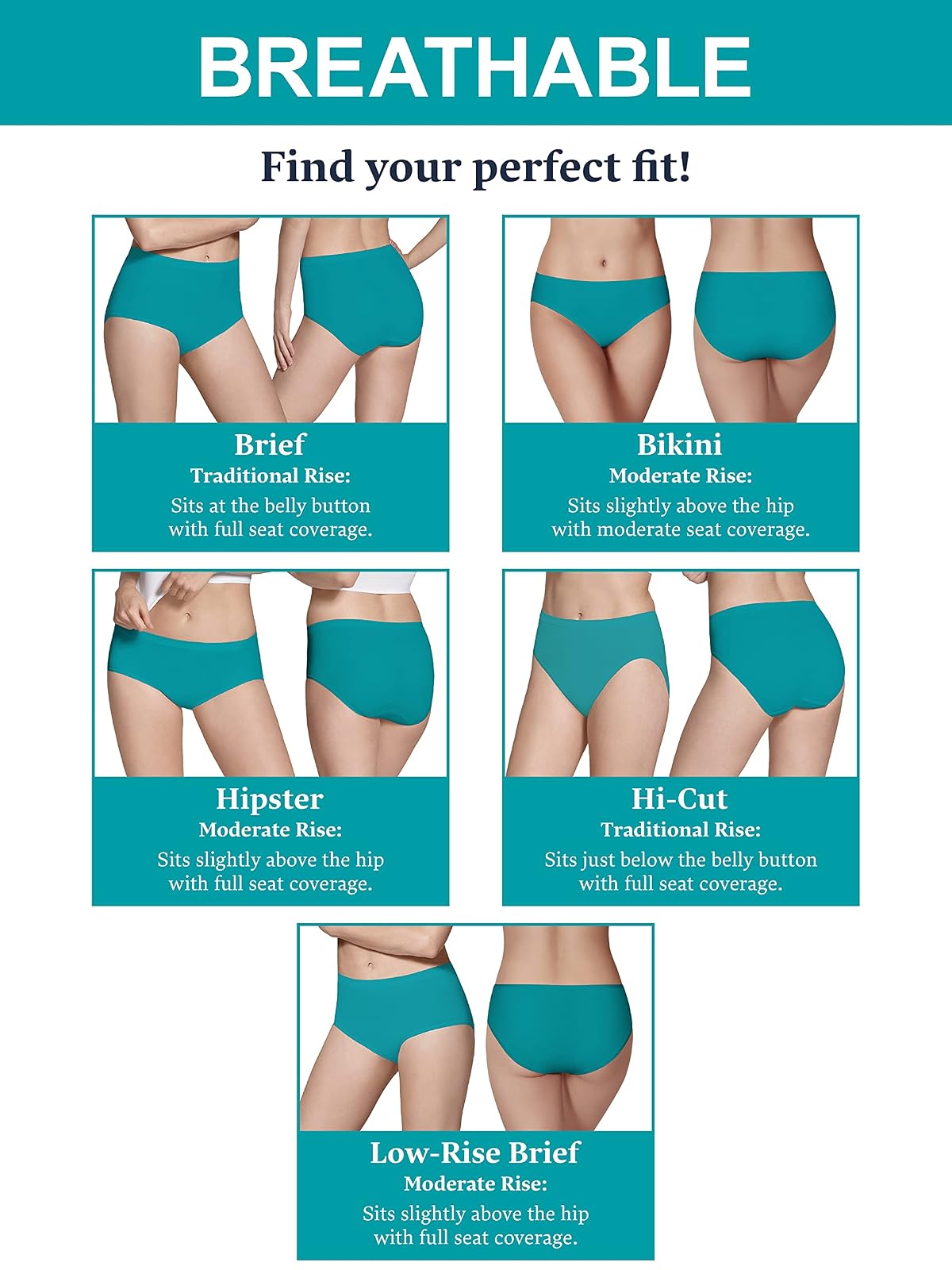 Fruit of The Loom Ropa Interior Transpirable (Talla Regular y Grande) Calzones para Mujer