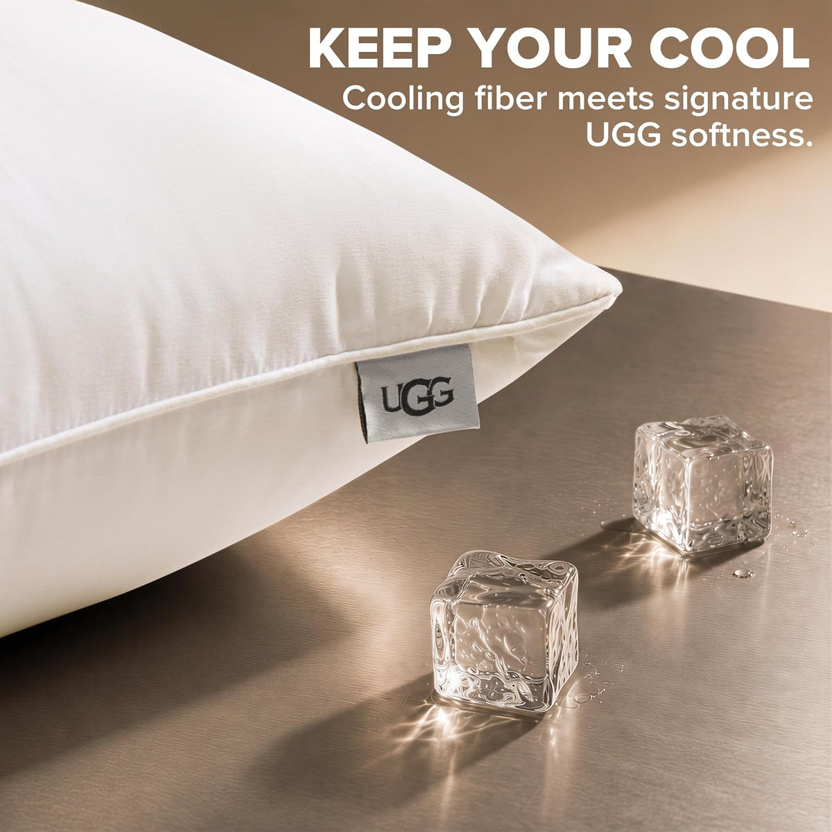 UGG Danielle - Almohada de Cama de Hotel de Lujo hipoalergénica de tamaño estándar para Dormir en la Parte Posterior o Lateral con Funda Lavable para tamaño Queen matrimonial o Individual, 20 x 28