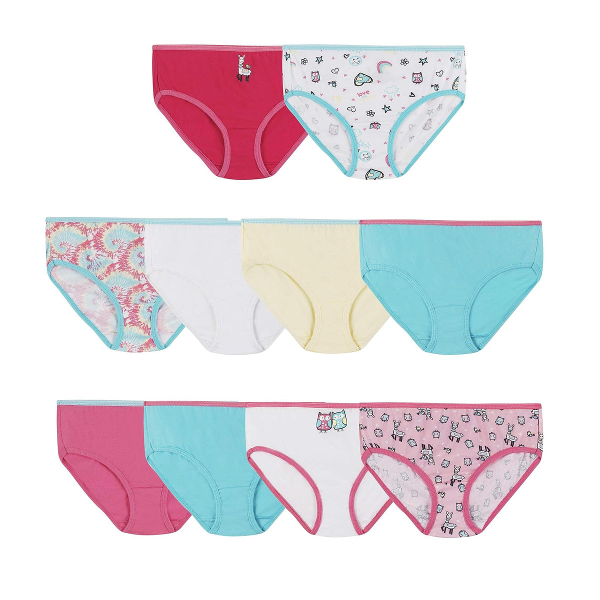 Hanes - Ropa Interior para niñas y niños pequeños, de Punto de algodón sin Etiqueta, Bragas Hipster y Bikini, Paquete múltiple (los Colores Pueden Variar)
