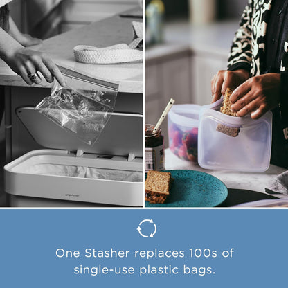 Stasher Bolsa de silicona reutilizable para alimentos, Transparente, Stand-Up, 1, 1