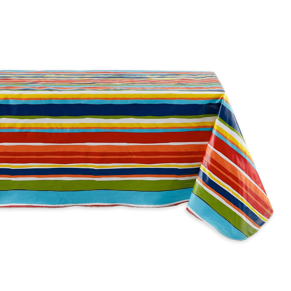 DII - Mantel de Vinilo para Interiores y Exteriores, a Prueba de derrames, Rectangular, 60 x 102 Pulgadas, a Rayas de Verano