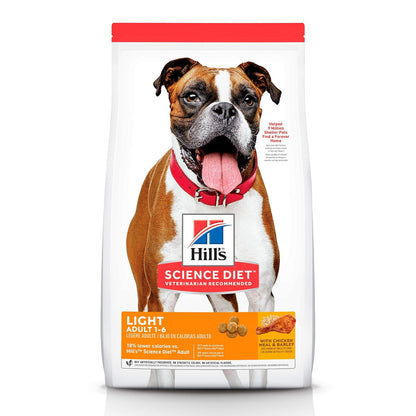 Hill's Science Diet Light Croquetas para Perro Adulto Sabor Pollo 13.6Kg | Croquetas Hill's para perro, pollo real, control de peso, músculos magros, fibras naturales de saciedad
