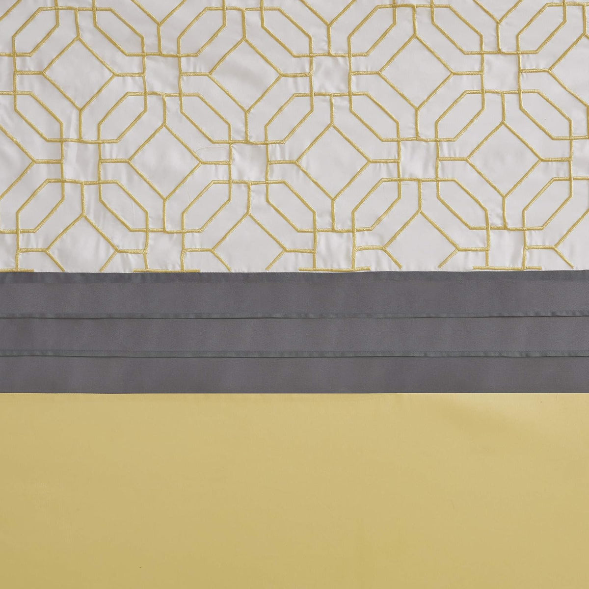 Donnell bordadas y cortina de ducha con forro, Amarillo/Gris, 72x72"
