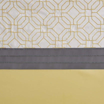Donnell bordadas y cortina de ducha con forro, Amarillo/Gris, 72x72"