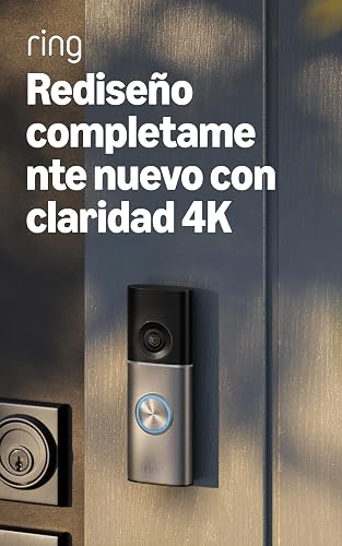 Videotimbre cableado 4K Ring Pro (último modelo): Retinal 4K con video de gran angular, zoom 10x mejorado y visión nocturna, plateado oscuro
