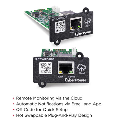 CyberPower RCCARD100, Tarjeta de Administración Remota para UPS, Monitoreo en la Nube, Plug-and-Play