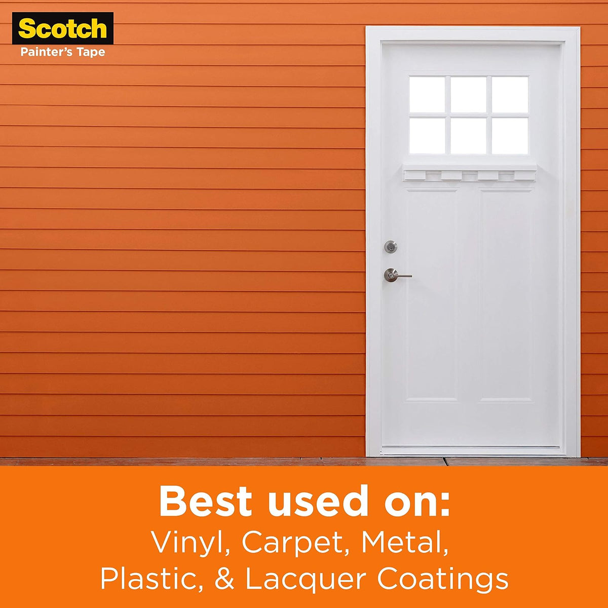 Scotch - Cinta de pintor resistente, 6 rollos, 1.9 pulgadas x 60.1 yardas, para uso en vinilo, alfombra, metal y plástico, cinta adhesiva para interiores y exteriores, se adhiere agresivamente,