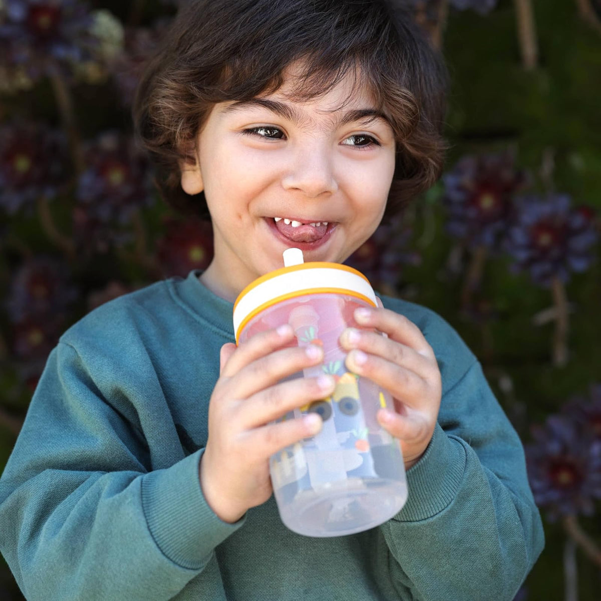 Zak Designs Kelso - Vasos para niños pequeños para viajes o en casa, paquete de 2 tazas de plástico duraderas con diseño a prueba de fugas, perfectas para niños (ganso tonto, cosecha)