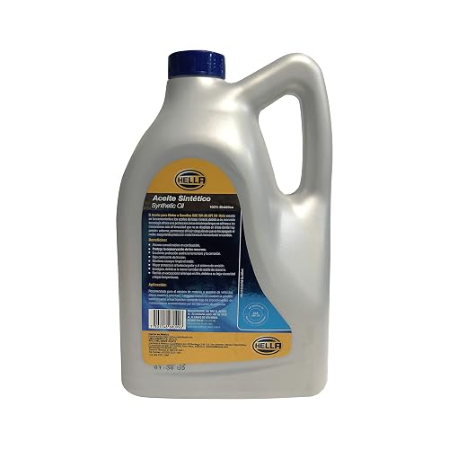HELLA - ACEITE 100% SINTÉTICO PARA MOTOR A GASOLINA 5W30, GARRAFA DE 5 LITROS. NÚMERO DE PARTE : HSO-5W30 358271041