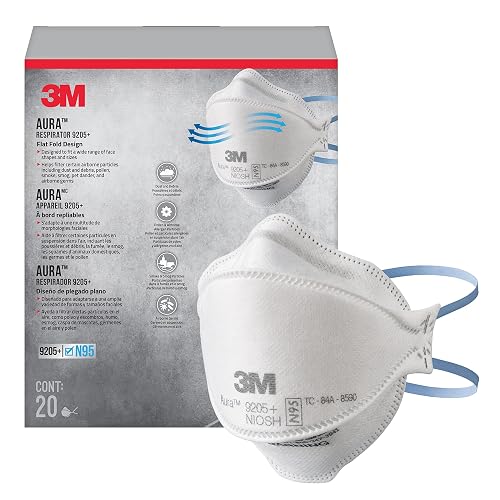 3M Aura - Respirador de partículas 9205+ N95, 20 unidades