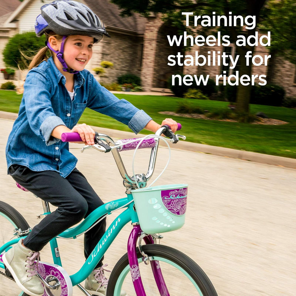 Schwinn - Ruedas de Entrenamiento para de 12 a 20 Pulgadas, Incluye Accesorios de Montaje, Soportes de Acero Ajustables, Desmontables, Divertidas calcomanías Adhesivas, fáciles de Instalar