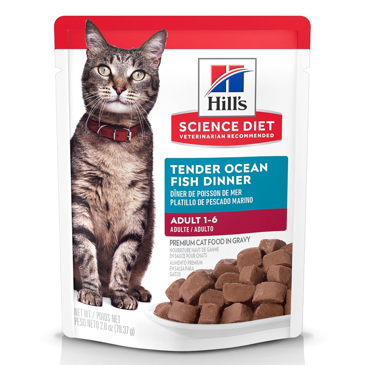 Hill's Science Diet Alimento Húmedo para Gato Adulto Pescado 24 Pack 79G | Alimento húmedo Hill's para gato, pescado marino, digestión saludable, sistema inmunológico fuerte, omega-6 y vitamina E