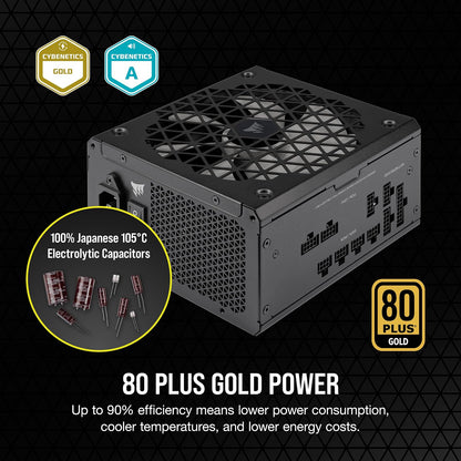Fuente de Poder Modular Corsair RM750x Shift 80 Plus Gold, Compatible con ATX 3.1 y PCIe 5.1, Ventilador con Modo Zero RPM, Color Negro