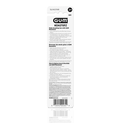 GUM 901B Monsterz Kids and Toddler Toothbrush, Soft, Ages 2+, 2 Count (Pack of 6)