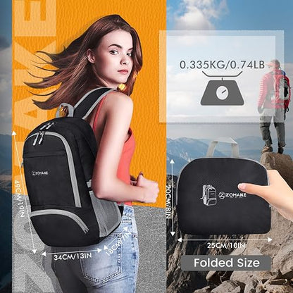 ZOMAKE Ultraligera Plegable Mochila, 30L Resistente Agua Viaje Mochila Liviana Empacable Bolsa Acampar Senderismo camina Mochila