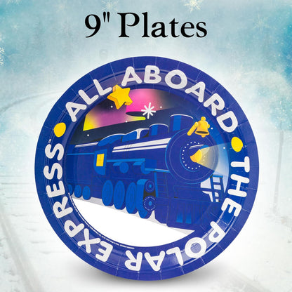 Silver Buffalo The Polar Express All Aboard - Paquete de 32 platos de papel desechables y servilletas para fiestas