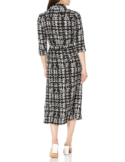 Donna Morgan 3/4 Sleeve Bubble Crepe Midi Shirt Dress VestidoMujer