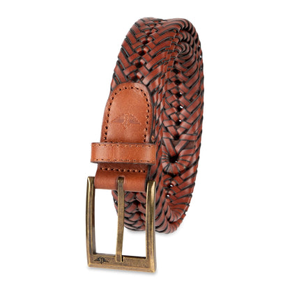 Dockers Cinturón de metal trenzado con cordones para hombre de 1 1/4 pulgadas - 48 - Bronceado