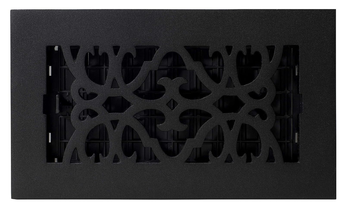 Decor Grates AC408-BLK - Registro victoriano para piso, 4 x 8 pulgadas, hierro fundido, negro