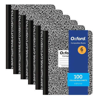 Oxford Composition Cuadernos Universitarios, Paquete de 6 - Negro - - College Rule