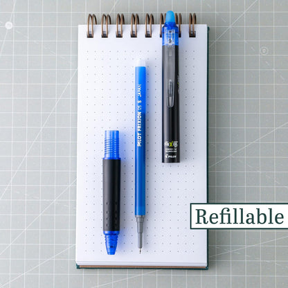 PILOT Frixion Synergy Clicker - Bolígrafos borrables, retráctiles y recargables, punta extrafina de 0,5 mm, 6 bolígrafos de tinta azul + 6 recambios