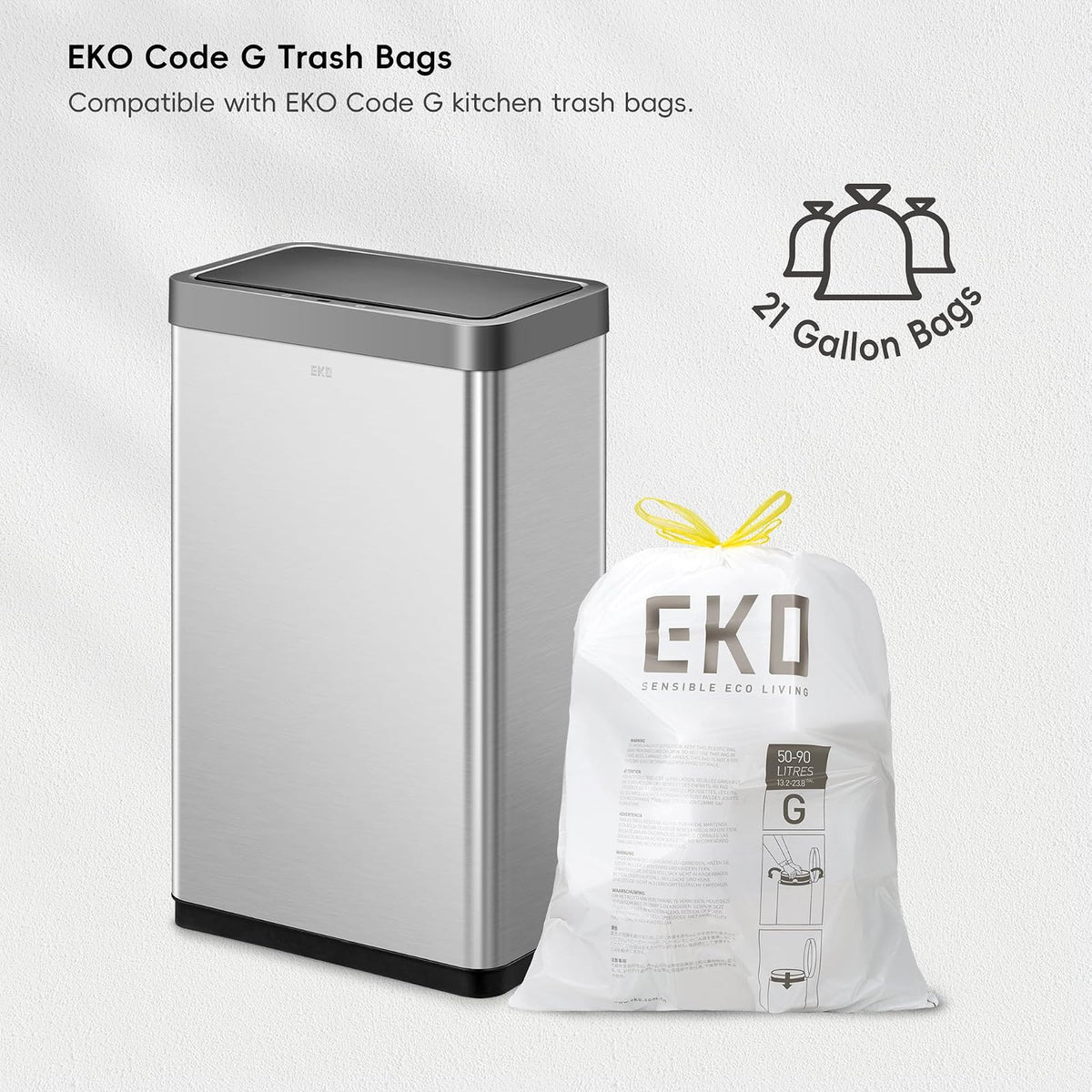 EKO Mirage X Bote de Basura para Cocina 80 L con Sensor