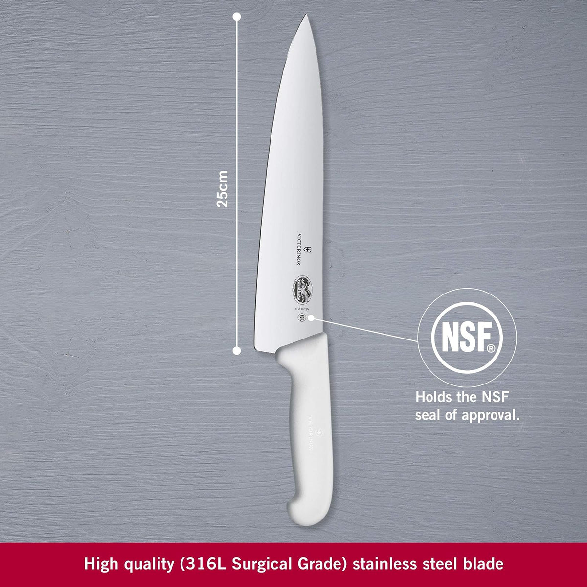 Victorinox Cuchillo para Chef, Blanco, 25 Centímetros