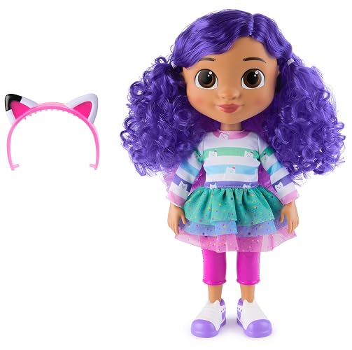 Gabby's Dollhouse, Sing & Celebrate Gabby Girl Muñeca, 13 Pulgadas de Alto con Efectos de Sonido y Orejas de Gato Reversibles, Juguetes para niños para niñas y niños a Partir de 3 años