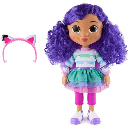 Gabby's Dollhouse, Sing & Celebrate Gabby Girl Muñeca, 13 Pulgadas de Alto con Efectos de Sonido y Orejas de Gato Reversibles, Juguetes para niños para niñas y niños a Partir de 3 años